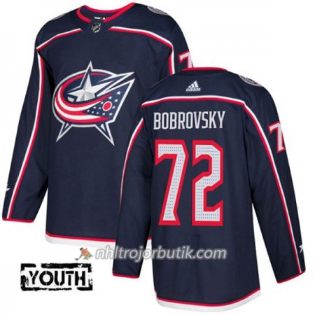 Barn Ishockey Blue Jackets Tröja Sergei Bobrovsky 72 Adidas 2017-2018 Marinblå Authentic